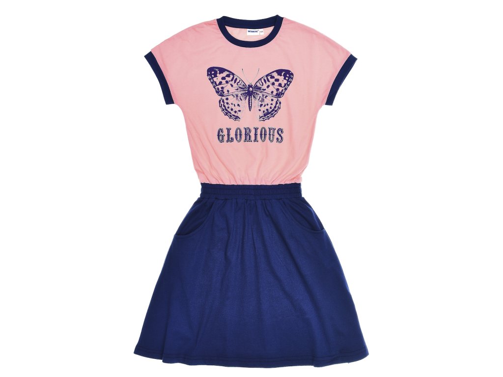 Dívčí šaty Glorious - růžová/navy