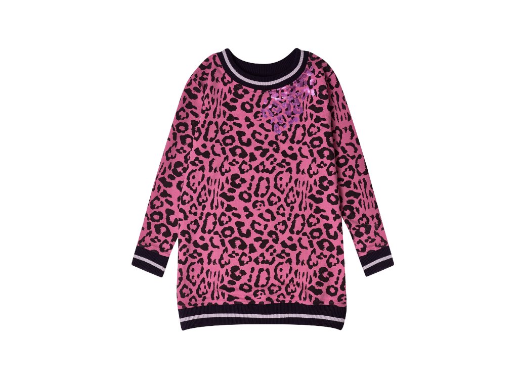 Dívčí šaty Leopard - růžová