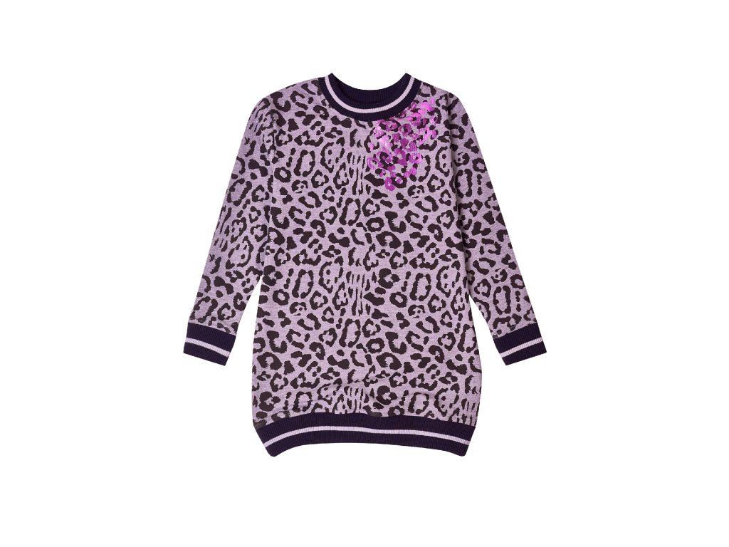 Dívčí šaty Leopard - šedý melanž