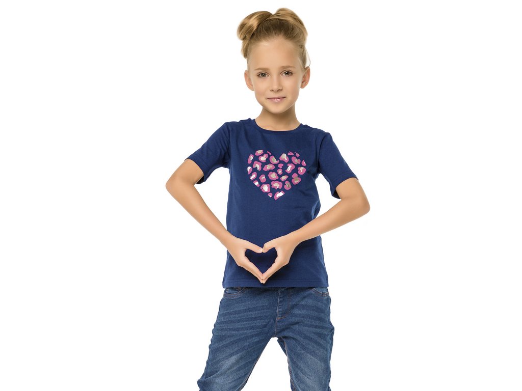 Dívčí tričko Heart - navy