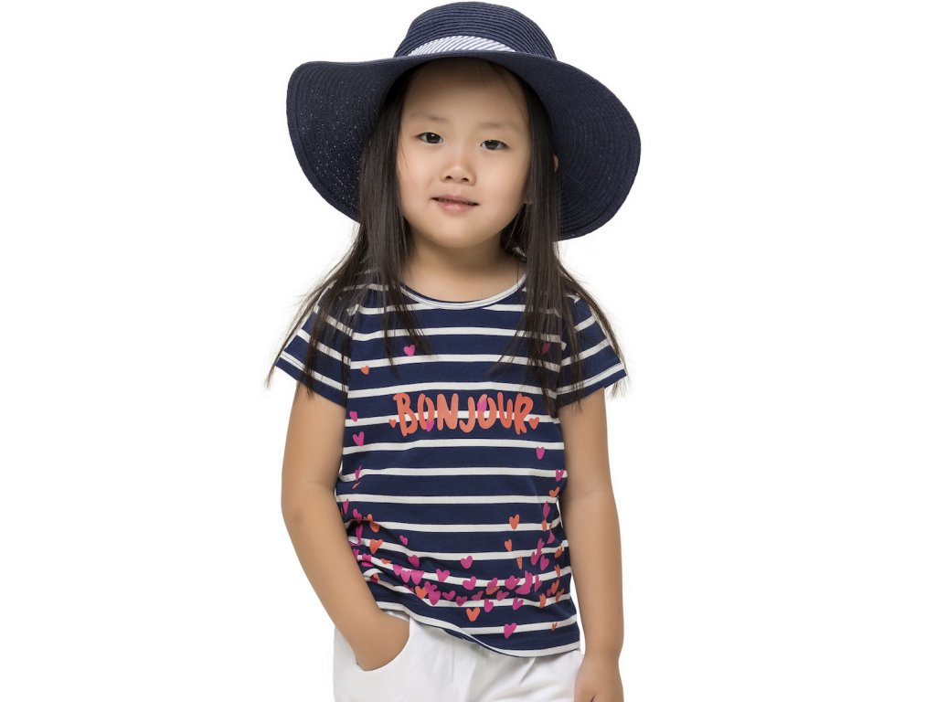 Dívčí tričko I love Paris - navy - pruhy