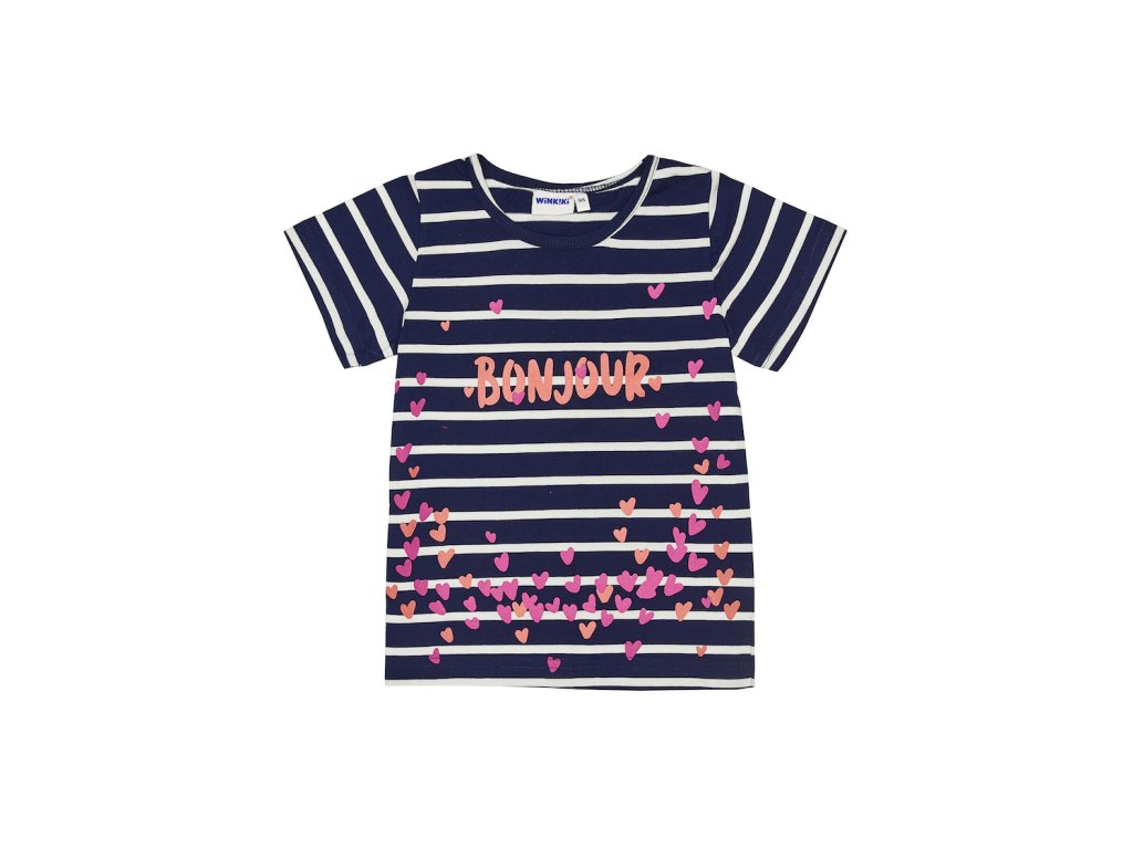Dívčí tričko I love Paris - navy - pruhy
