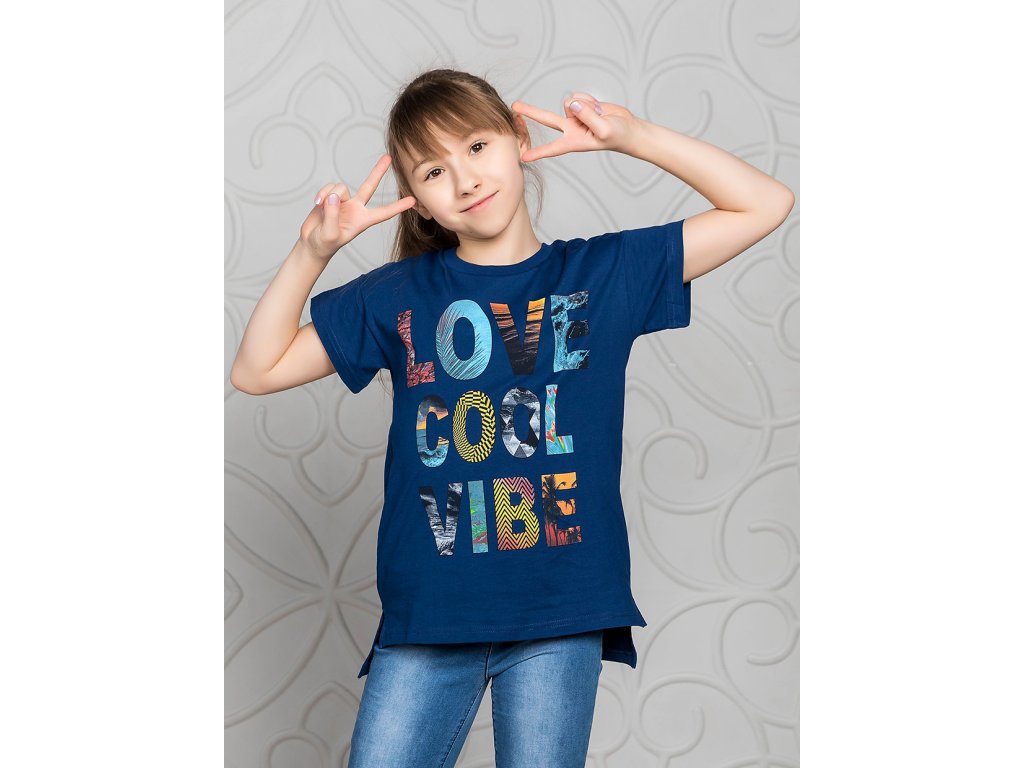 Dívčí tričko Love Cool Vibe - navy