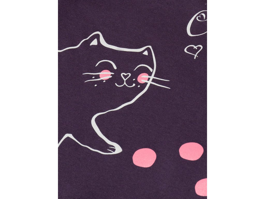 Dívčí tričko s dlouhým rukávem Cute Cat - fialová