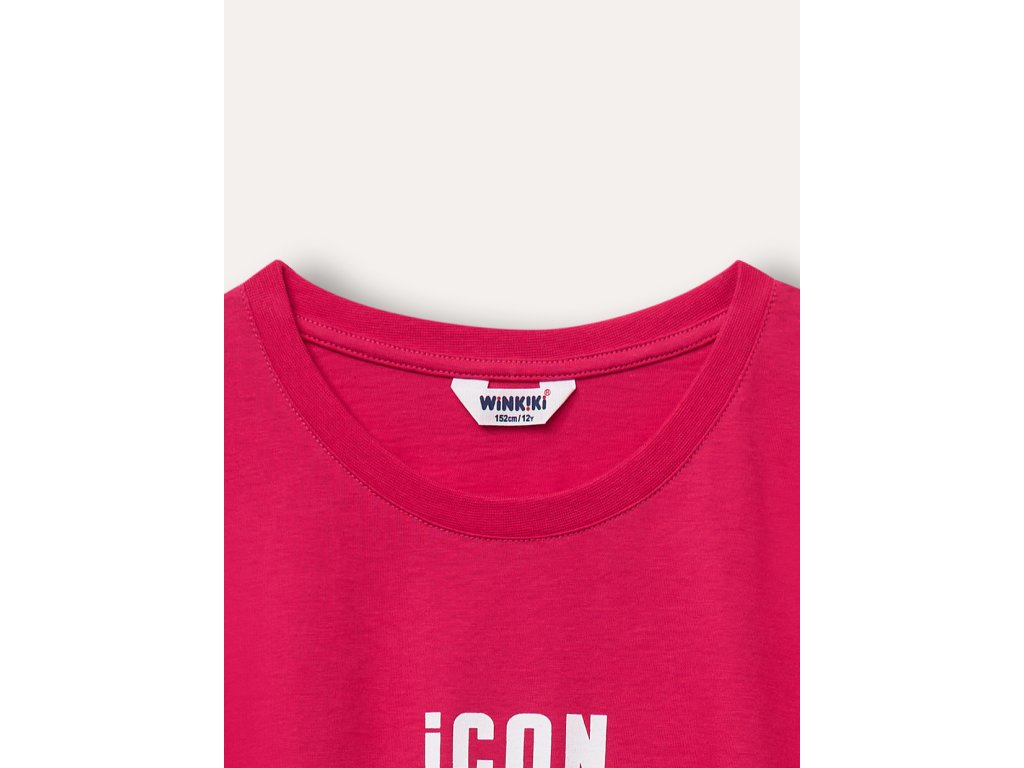 Dívčí tričko s krátkým rukávem Icon - jasně-růžová