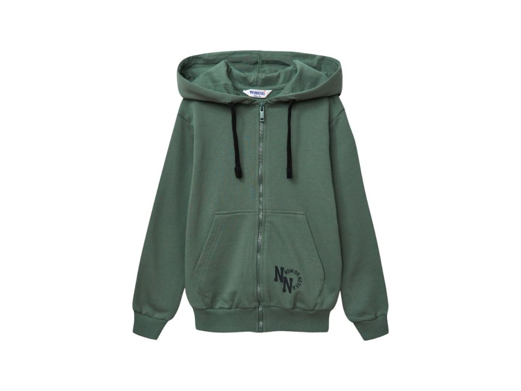 Unisex mikina na zip s kapucí LA - Khaki