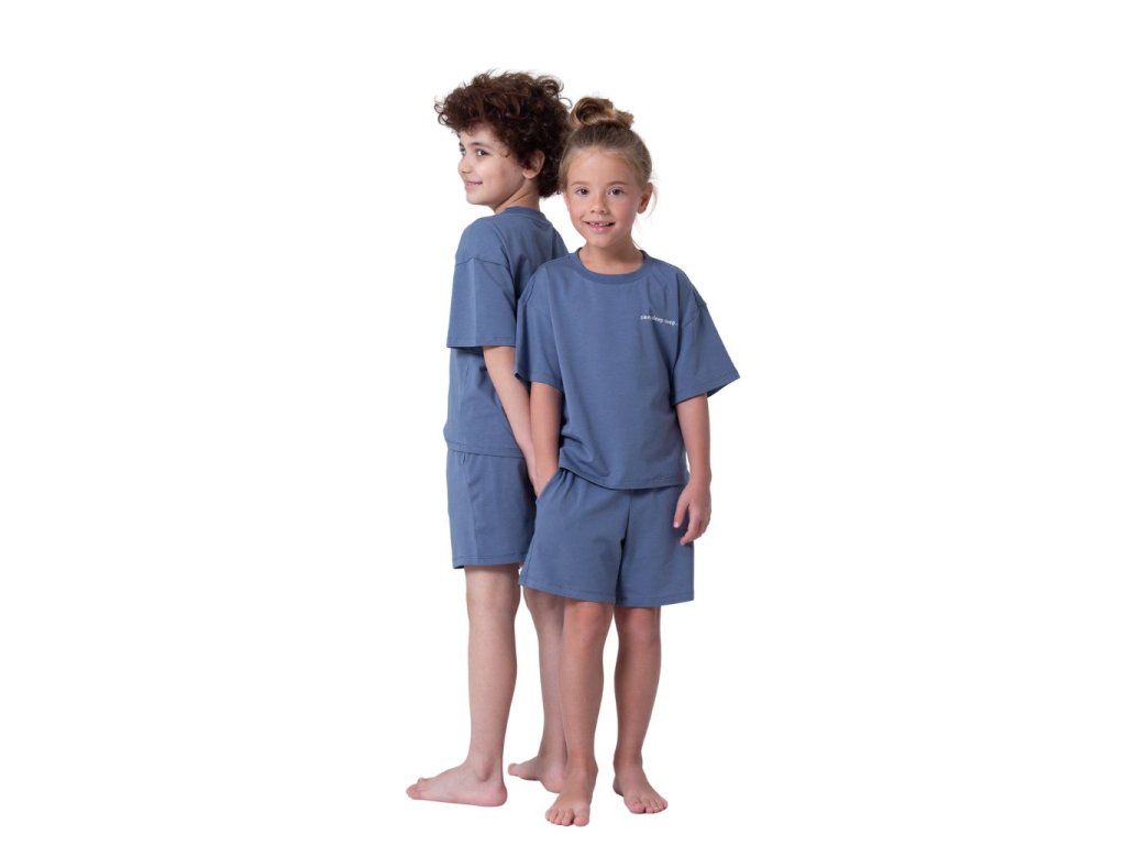 Unisex pyžamo Base, krátké kalhoty, krátký rukáv - tmavě modrá