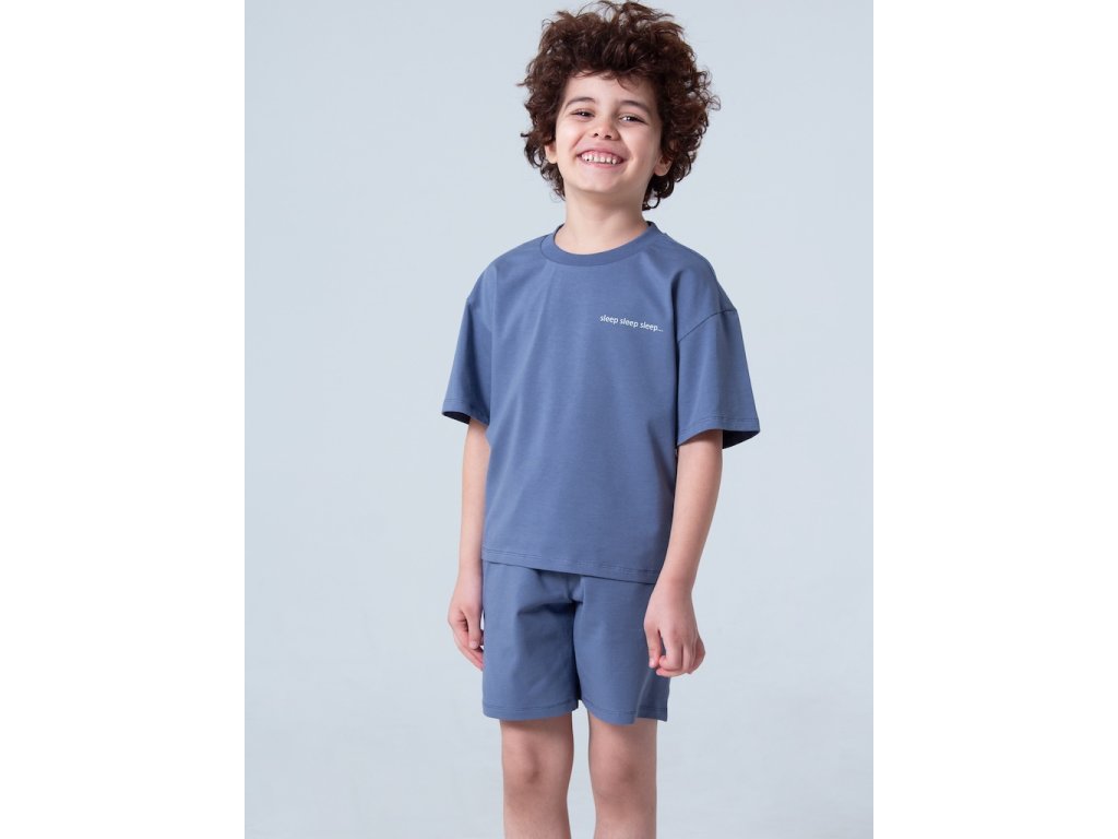 Unisex pyžamo Base, krátké kalhoty, krátký rukáv - tmavě modrá