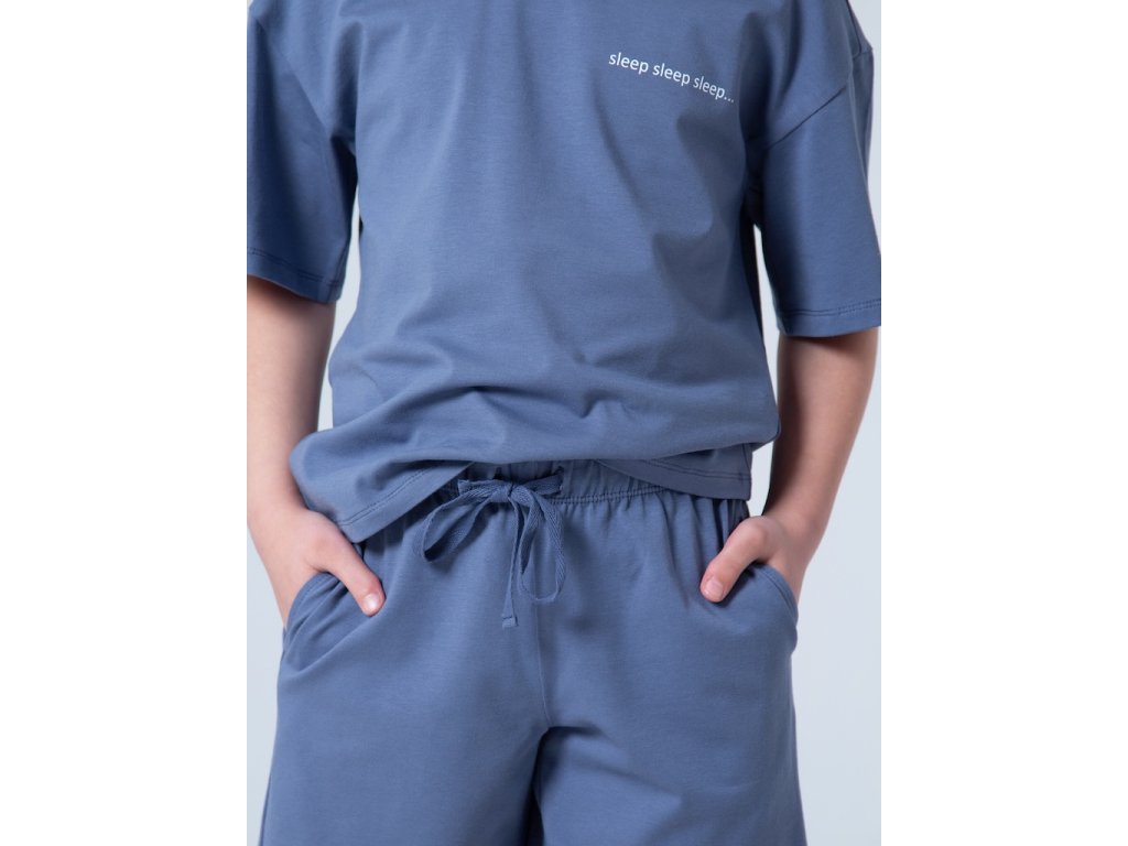 Unisex pyžamo Base, krátké kalhoty, krátký rukáv - tmavě modrá