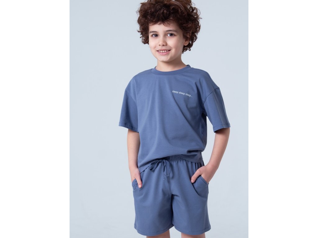 Unisex pyžamo Base, krátké kalhoty, krátký rukáv - tmavě modrá