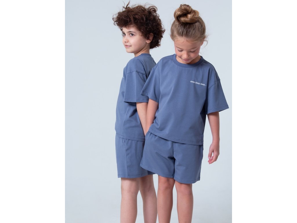 Unisex pyžamo Base, krátké kalhoty, krátký rukáv - tmavě modrá