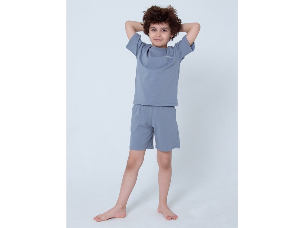 Unisex pyžamo Base, krátké kalhoty, krátký rukáv - tmavě-šedá