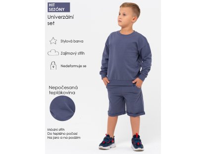 Chlapecká sportovní tepláková souprava (mikina + kraťasy) - grafitová