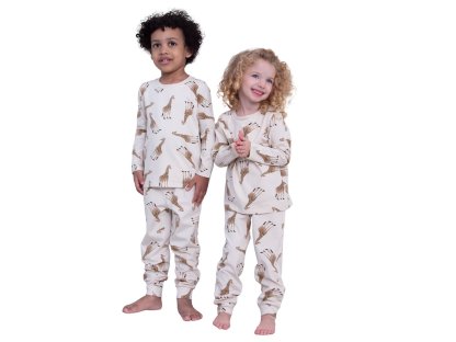 Chlapecké pyžamo Giraffe, dlouhé kalhoty, dlouhý rukáv - světle béžová