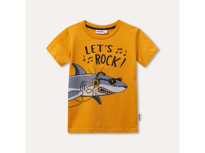 Chlapecké pyžamo - krátký rukáv, dlouhé kalhoty Let's Rock - žlutá/navy