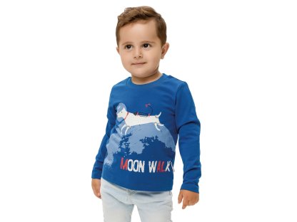 Chlapecké tričko s dlouhým rukávem Moon Walk - tmavě modrá