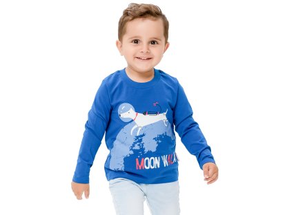Chlapecké tričko s dlouhým rukávem Moon Walk - tmavě modrá