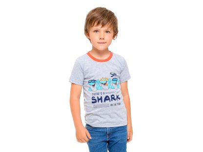Chlapecké tričko Shark - šedý melanž