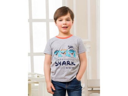 Chlapecké tričko Shark - šedý melanž