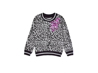 Dívčí mikina Leopard - šedý melanž