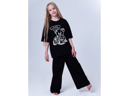 Dívčí pyžamo Teddy Bear - krátký rukáv, dlouhé kalhoty - černá