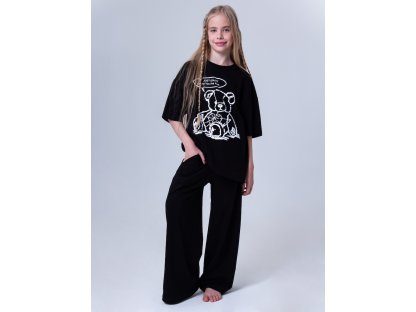 Dívčí pyžamo Teddy Bear - krátký rukáv, dlouhé kalhoty - černá