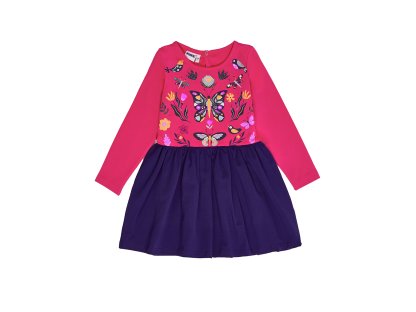 Dívčí šaty Butterfly - malinová/navy