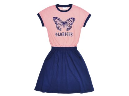 Dívčí šaty Glorious - růžová/navy