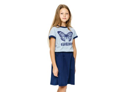 Dívčí šaty Glorious - šedý melanž/navy