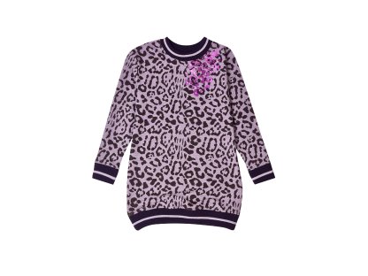 Dívčí šaty Leopard - šedý melanž