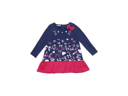 Dívčí šaty Motýlci - navy/malinová