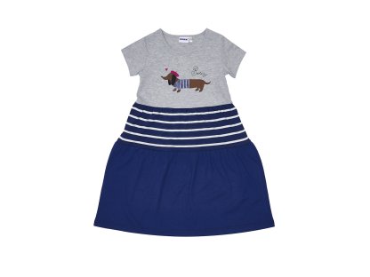 Dívčí šaty Paris - šedý melanž/navy