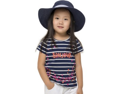 Dívčí tričko I love Paris - navy - pruhy