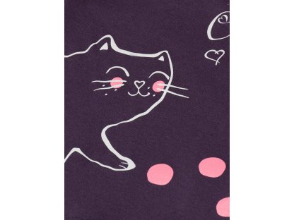 Dívčí tričko s dlouhým rukávem Cute Cat - fialová