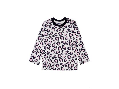 Dívčí tričko s dlouhým rukávem Leopard - mléčně bílá