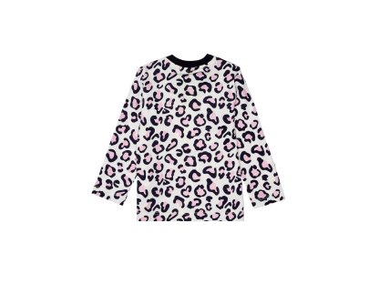 Dívčí tričko s dlouhým rukávem Leopard - mléčně bílá