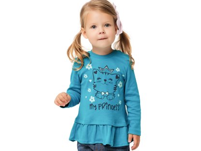 Dívčí tričko s dlouhým rukávem My Princess - tyrkysová