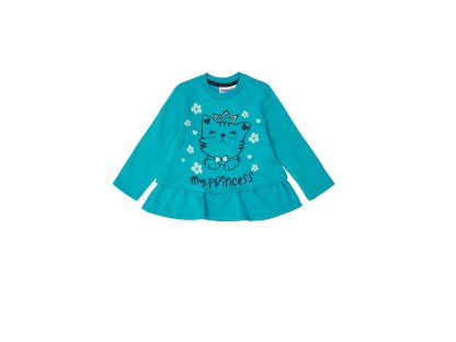 Dívčí tričko s dlouhým rukávem My Princess - tyrkysová