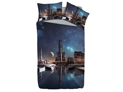 Set dětského povlečení pro kluky i teenagery - Sci-Fi Město z hvězd
