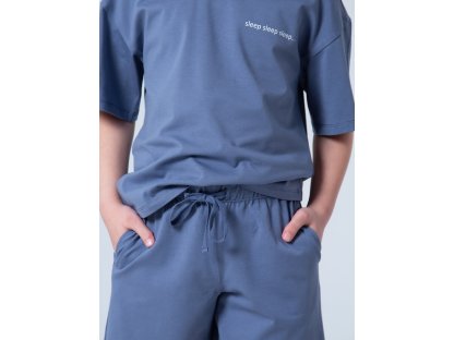 Unisex pyžamo Base, krátké kalhoty, krátký rukáv - tmavě modrá