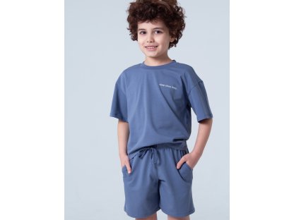 Unisex pyžamo Base, krátké kalhoty, krátký rukáv - tmavě modrá