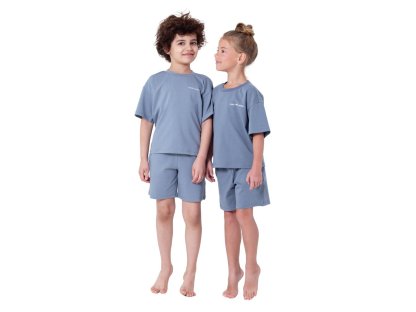 Unisex pyžamo Base, krátké kalhoty, krátký rukáv - tmavě-šedá