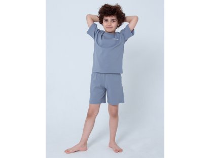 Unisex pyžamo Base, krátké kalhoty, krátký rukáv - tmavě-šedá