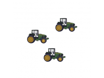 Knoflík traktor (dřevo) zelený