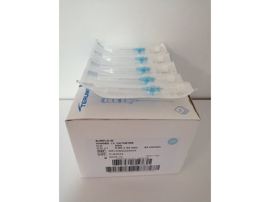 Intravenózní katetr Surflo 22G 0,90 x 25 mm s křidélky