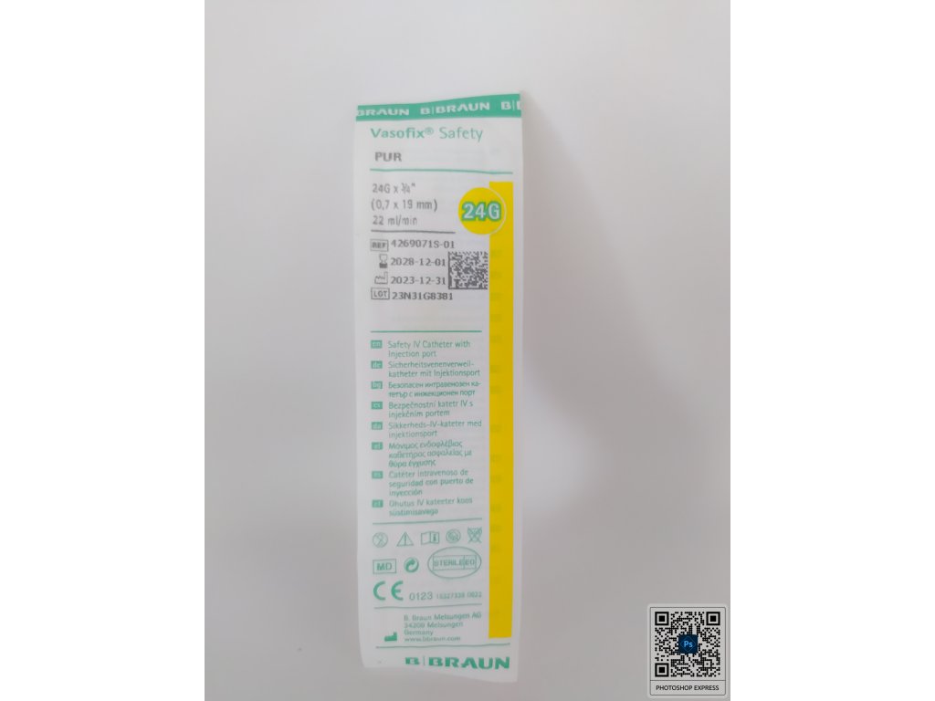 Intravenózní katetr Vasofix Safety 24 G