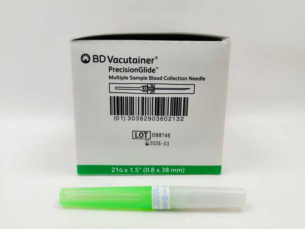 Jehla Vacutainer BD 21G 0,8 x 38 mm zelená /100 ks/