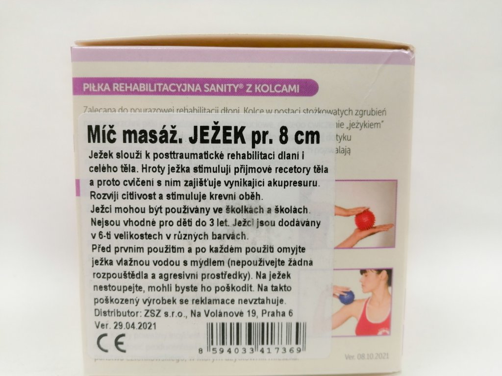 Míč masážní ježek pr. 8 cm