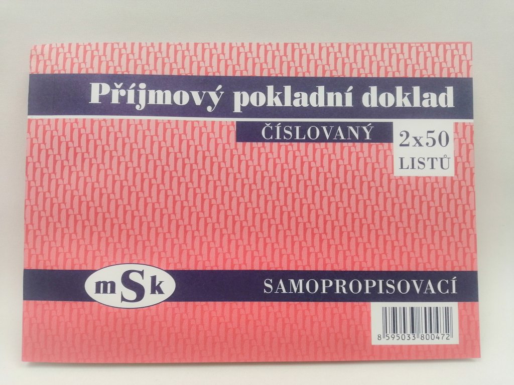 Příjmový pokladní doklad samopropisovací číslovaný