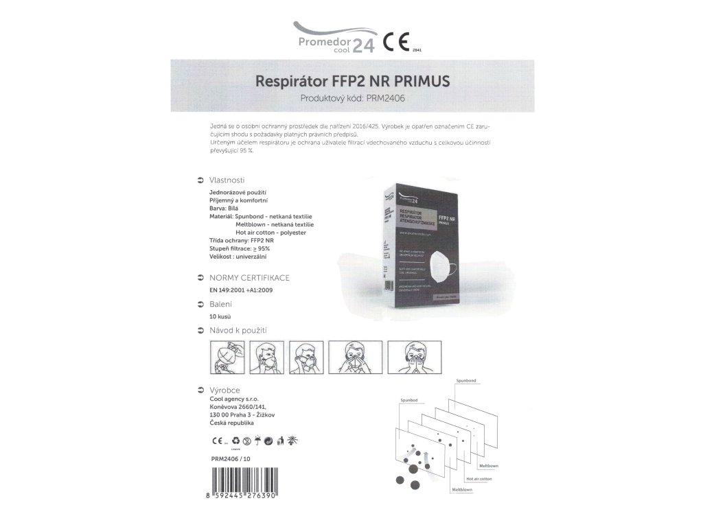 Respirátor FFP2 NR  Primus /10ks/